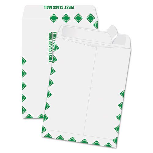 Redi-Strip Catalog Envelope, 9 x 12, First Class Border, White, 100/Box