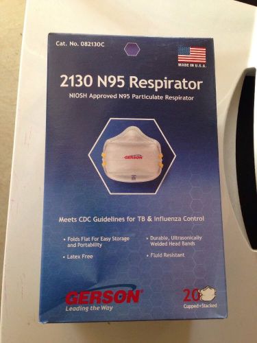 Gerson 2130 N95 Smart-Mask Particle Respirator Mask, 20 Pack, Made in USA, NIOSH