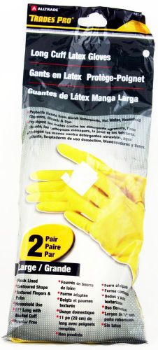 Trades Pro Long Cuff Latex Gloves 2 Pair Large Yellow Authentic New Protection