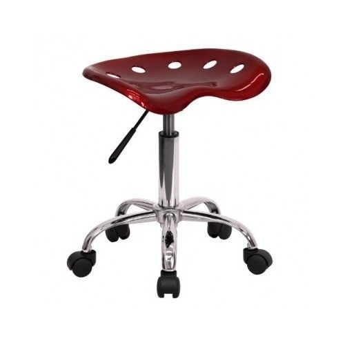 Flash furniture vibrant wine red tractor seat chrome stool adjustable height new for sale