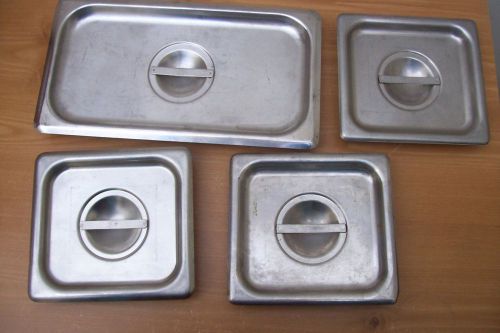 AD58) 4 LOT STAINLESS STEEL REPLACEMENT LIDS AMERICAM PERMANENT WEAR STEAM TABLE
