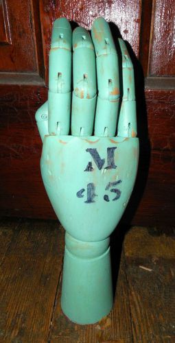 Poseable Wooden Articulated Hand Model Vintage Look Painted &amp; Distressed