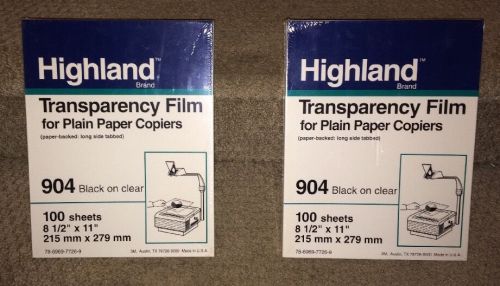 LOT 2 3M Highland Transparency Film For Plain Paper Copiers 904 100 Sheets Each
