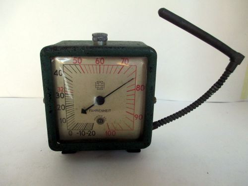 Vintage Industrial US Gauge Co Cast Iron Box Thermometer