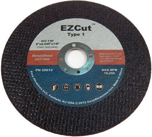 Easy Abrasives LLC 50612 EZCut Type 1 Cutoff Wheel for Metal/Steel  6&#034; Diameter