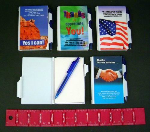 Lot of 200 Assorted Misprint Plastic Cover Note Pad with Pen