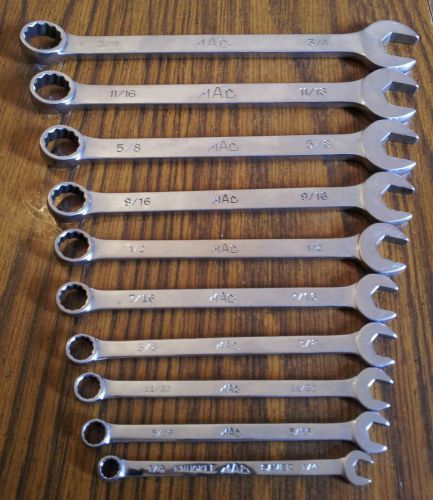 MAC SAE 10 Piece COMBINATION WRENCH Set 1/4&#034;--3/4&#034;