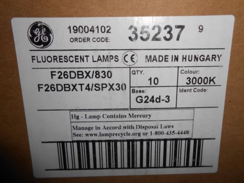 (10) ge f26dbx/830 f26dbxt4/spx30/2pin 35237 26w 2pin biax fluorescent lamps for sale