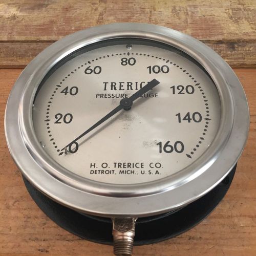 Large 7&#034; trerece pressure gauge, vintage, brass, rail road, train for sale