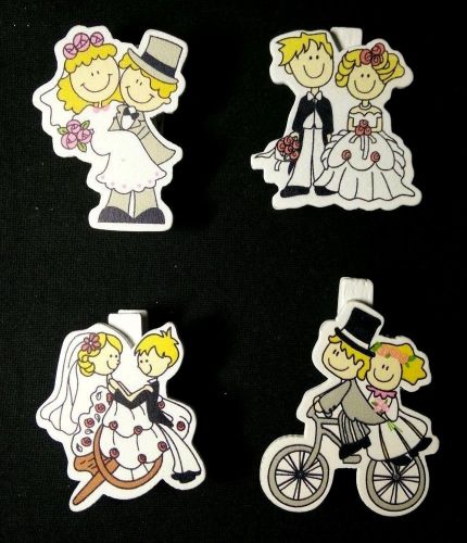 Wooden Handmade Paper Clip Wedding Gift Cartoon Office Decor Bookmark x4 Pcs #51