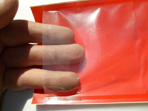 200: 4-1/4&#034; x 8&#034; Red Tinted Clear Front-Loading Press-on Envelope Recessed Face