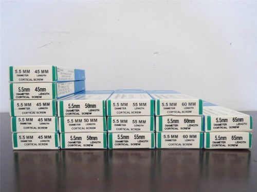 Lot of 16 new in box zimmer cortical screws 5.5mm diameter 45mm to 65mm for sale