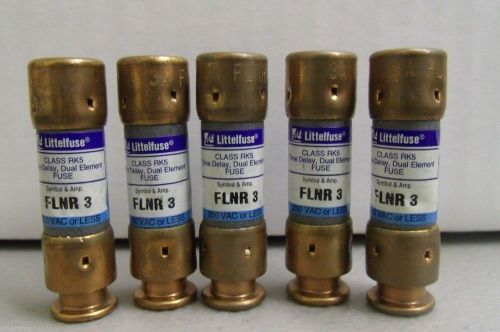 5 BRAND NEW LITTELFUSE FLNR 3 CLASS RK5 DUAL ELEMENT TIME DELAY FUSE 3A 250V