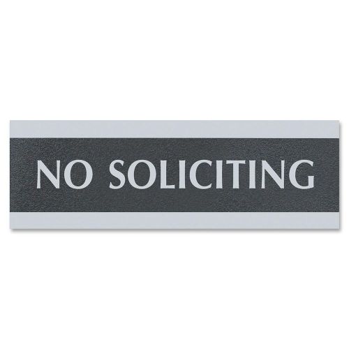U. S. Stamp &amp; Sign Century Series No Soliciting Sign, 3X9, Black/Silver (4758)