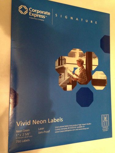 Laser Vivid Neon Green Labels--2250 labels (3 packs of 750 ea.) 1&#034; x 2-5/8&#034;