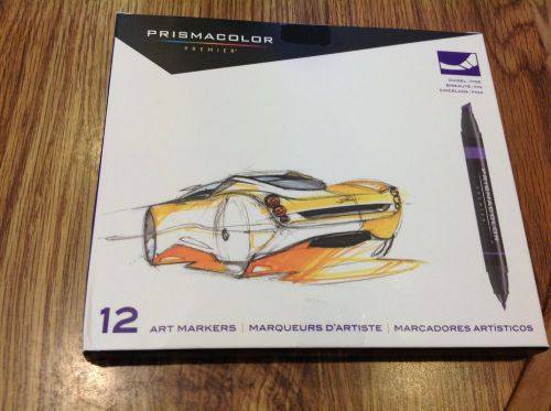 NEW Prismacolor Premier Double Ended CHISEL &amp; FINE Tip Markers set 12 $40