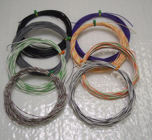 200 FEET-24 &amp; 26 AWG-19 STRAND SILVER TEFLON WIRE ASSORTMENT-8 DIFFERENT COLORS