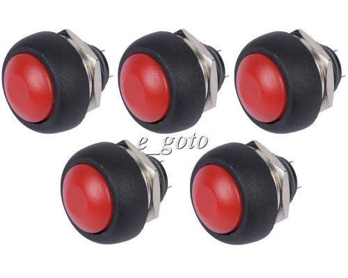 5pcs Red 12mm Waterproof momentary contact Push button Mini Round Switch 250V 10