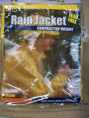 Midwest mens yellow rain jacket &amp; hood extra heavy duty contractor weight xlarge for sale