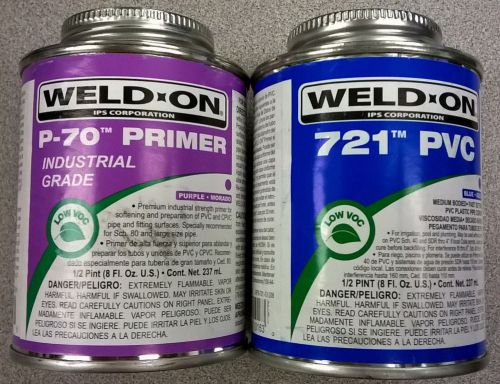 Weld-On 1/2 Pint P-70 Primer and 721 PVC, Plumbing, Sprinklers--Free Shipping