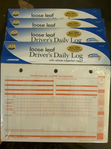 ROADPRO  LOOSE LEAF DRIVER&#039;S DAILY LOG 31 DUPLICATE SETS * LOT OF 4