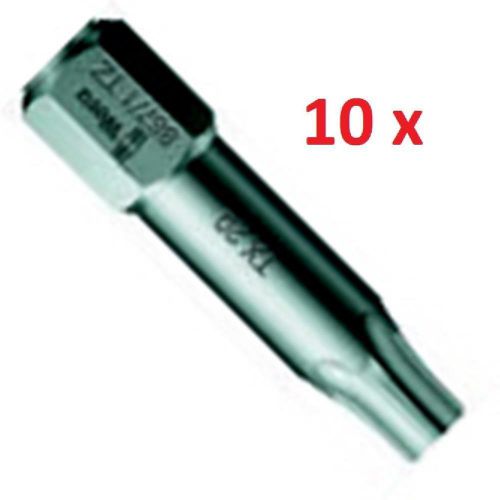 Pack of 10 WERA BIT 867/1 TZ TX 7 x 25 mm Hexagon Drive 1/4&#034; TORX socket screws