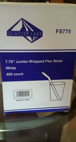 Glacier Lake 400 Count  7.75 &#034; Individually Wrapped Flex Straws-White, 8 Boxes