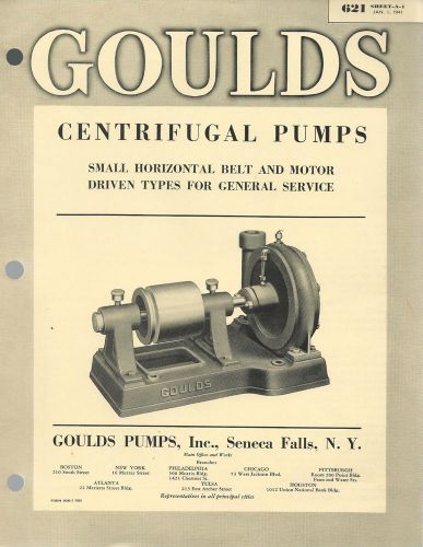 Goulds centrifugal pumps 1941 bulletin goulds pumps inc seneca falls new york for sale