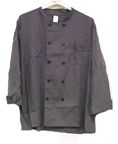 Gray Chef Coat Jacket Double Breasted Black Buttons 4X Unisex New