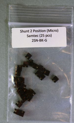 25 pcs Samtec 2 POS 1 x 2 0.079&#034; (2.00mm) Gold  2SN-BK-G Header Shunt Micro