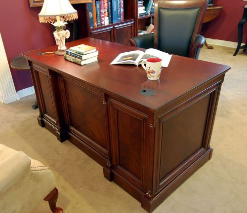 Fully Assembled Brown Cherry Traditional Junior  Office Desk with File Storage