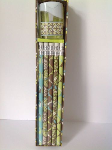 Vera Bradley Pencil Box Set 10 Pencils &amp; Sharpener - Sittin in a Tree  NWT