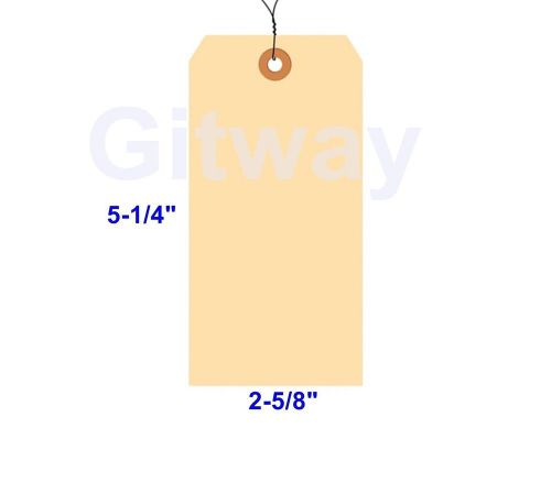 1000 of 5 1/4&#034; x 2 5/8&#034; Size 6 Manilla Shipping Hang Tag Tags with Wire 13 Pt
