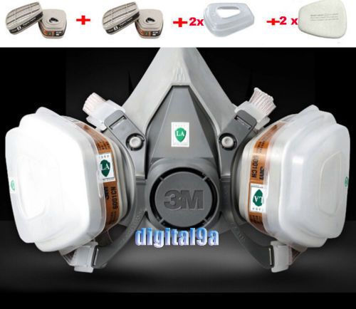 *9 Pics Suit 3M 6200 Gas Mask Respirator Painting Spraying Face Mask 4 Cartridge