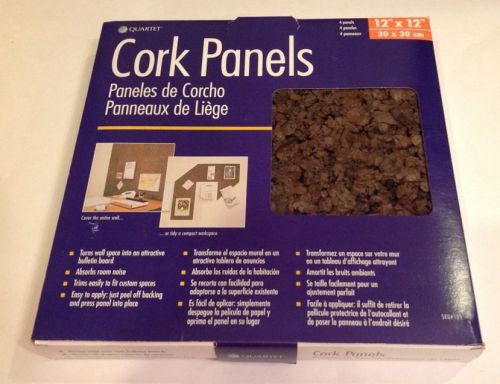 Quartet Cork Panel Bulletin Board, Natural Cork, 12 x 12 Inches, Natural, 4 New
