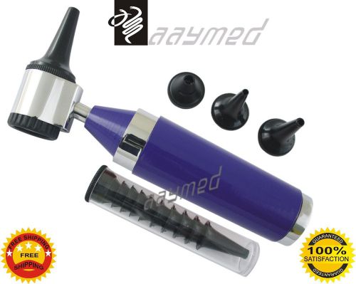 New Medical Otoscope Diagnostic Kit Blue Color with LED Bulbs Free Ship