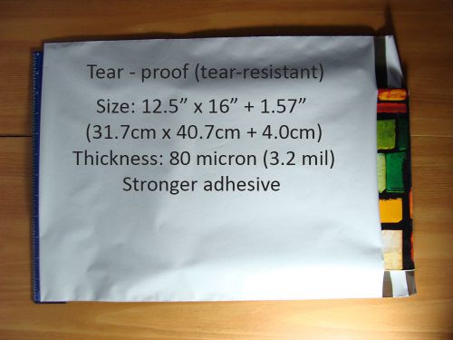 100, 12.5x16 Tear proof polyethylene poly mailers, 3.2 mil Biodegradable Fsmart
