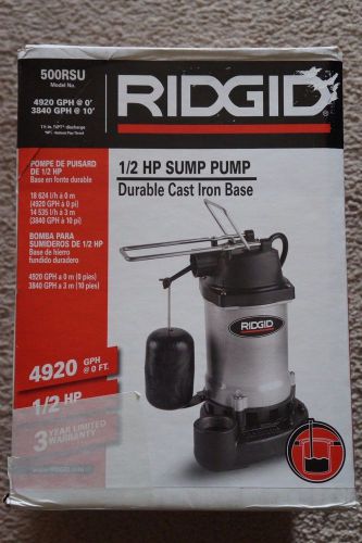 NEW Ridgid 1/2 HP Sump Pump with Durable Cast Iron Base 500RSU