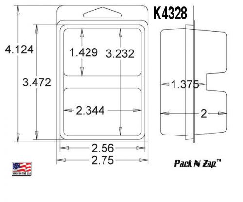 K4328: 875 - 4&#034;H x 3&#034;W x 2&#034;D Clamshell Packaging Clear Plastic Blister Pack
