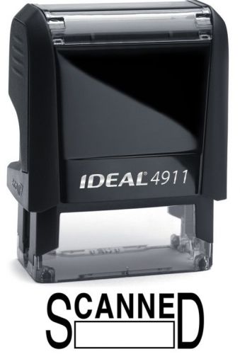 SCANNED with Date Box, IDEAL 4911 Self-inking Rubber Stamp with BLACK INK