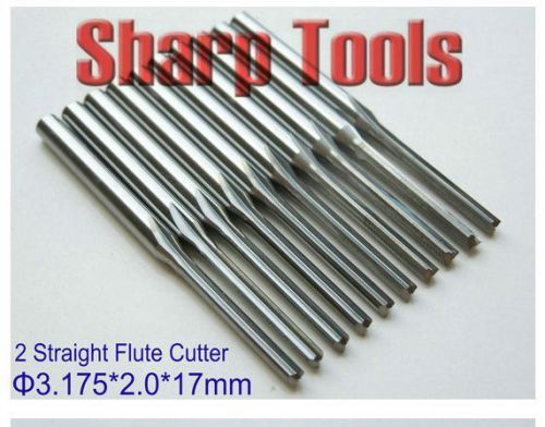 10pcs 3.175*2.0*17mm two straight flutes CNC router bits PVC, acryl, plywood