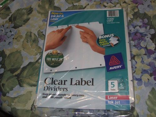 Avery 11436 Clear Label Index Maker Dividers 5 Tabs 5 Sets