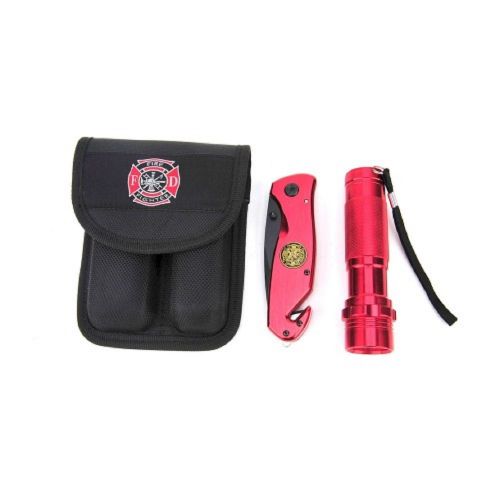 Bartech pro tactical series firefighter knife and flashlight combo kit for sale