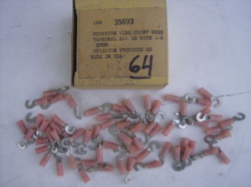 Box of 64 solderless terminals crimps for 22-18 wire &amp; 4-6 studs (rotanium 35693 for sale