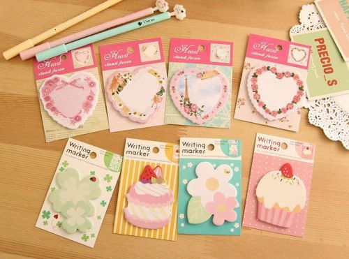 Random ONE PC 64*99 Flower Sweet Heart Ice Cream Bookmark Memo Sticky Note New