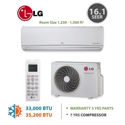 Lg ls360hv3 33,000 btu 16.1 seer ductless mini split heat pump for sale