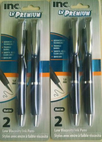 Inc LV Premium pens - Black Ink - 1.0mm - 2 packs of 2 pens. New!
