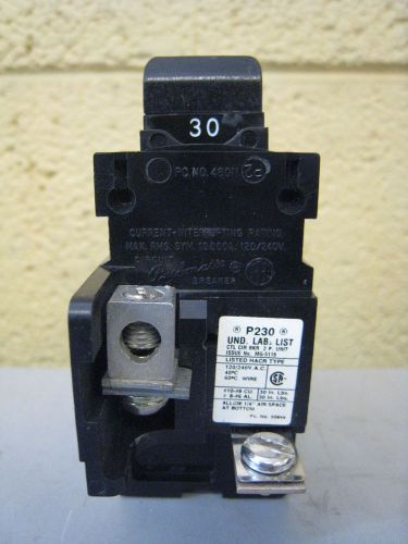 Pushmatic p230 30-amp 2-pole 30a 2p 120/240v circuit breaker used free shipping for sale