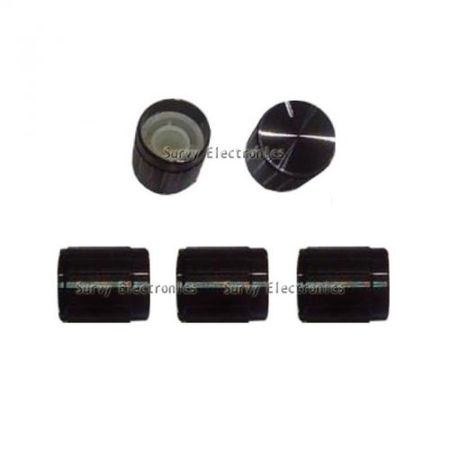 5 pcs Black Knob Aluminum Alloy for Rotary Taper Potentiometer Hole 6mm DIY New
