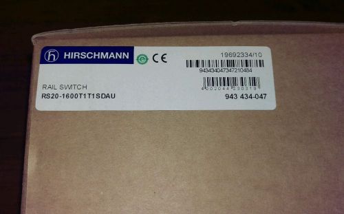 New hirschmann ethernet rail switch rs20-1600t1t1sda nib for sale